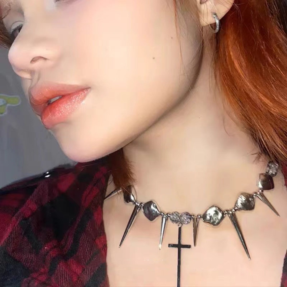 Y2k Subculture Spike Cross Riv - Goth Punk Spike Choker recension och pris