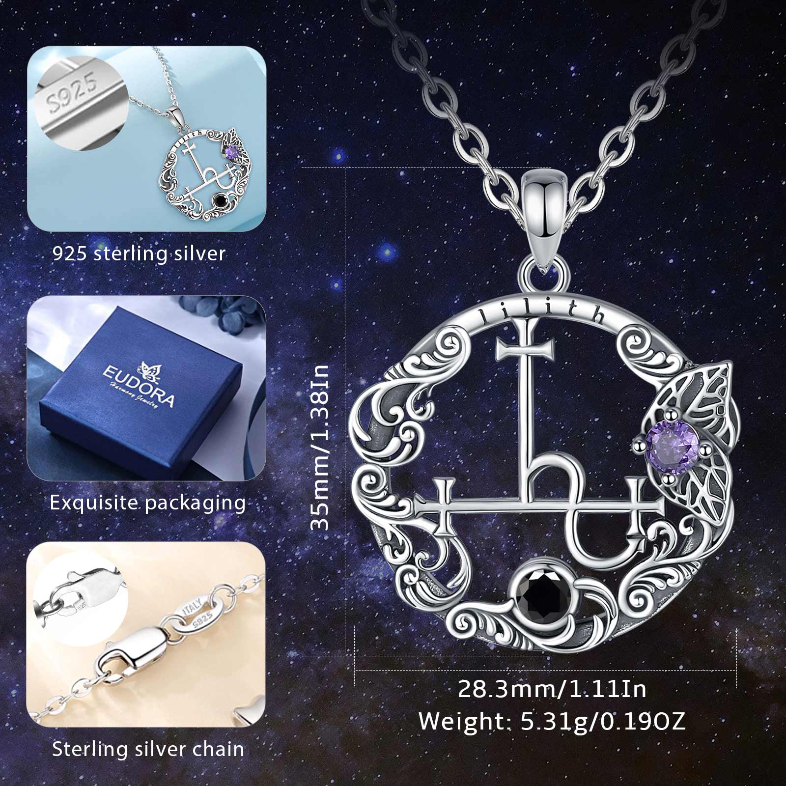 Eudora 925 Sterling Silver Lil - 925 Sterling Silver Chain Necklace Men recension och pris