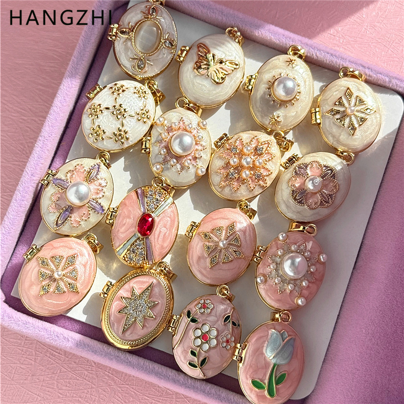 HangZhi Enamel Romantic Pink W - Heart Locket Necklace Photo recension och pris