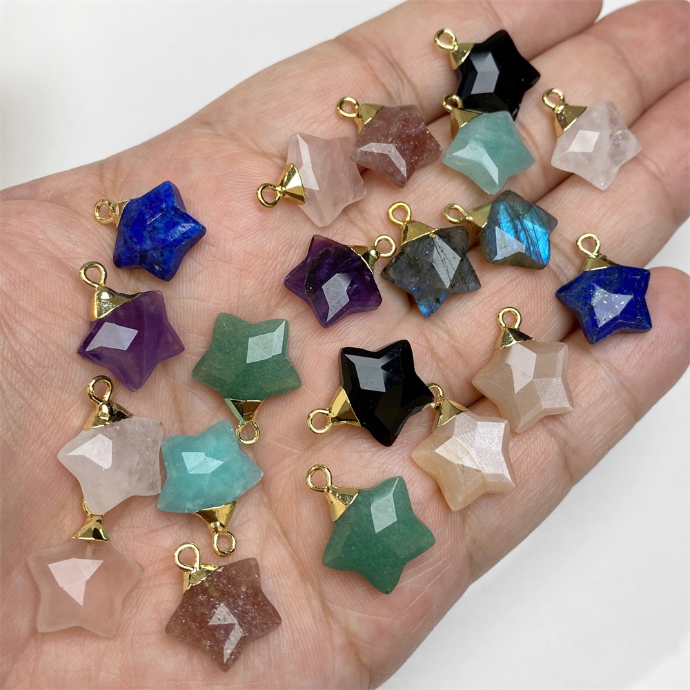 2Pcs Star Shape Stone Pendant  - Crystal Pendant Necklace Natural Stone recension och pris