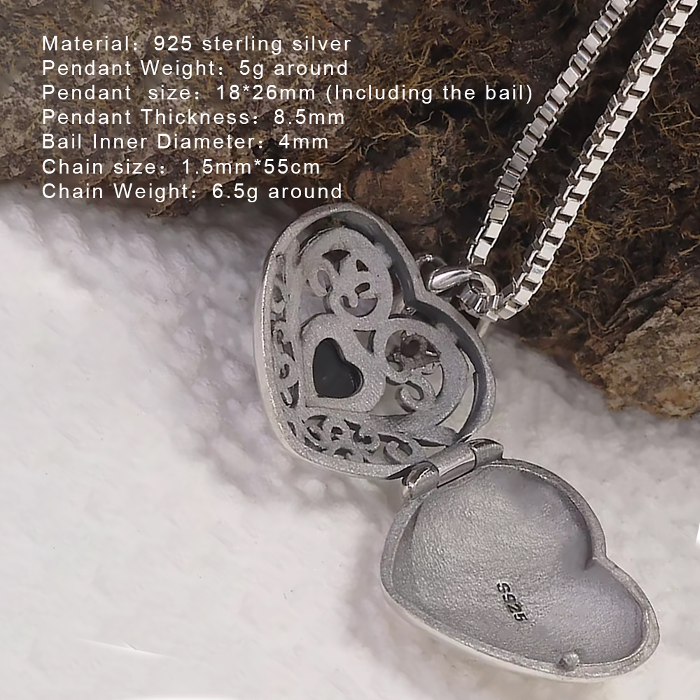 925 Sterling Silver Openable L - Heart Locket Necklace Photo recension och pris